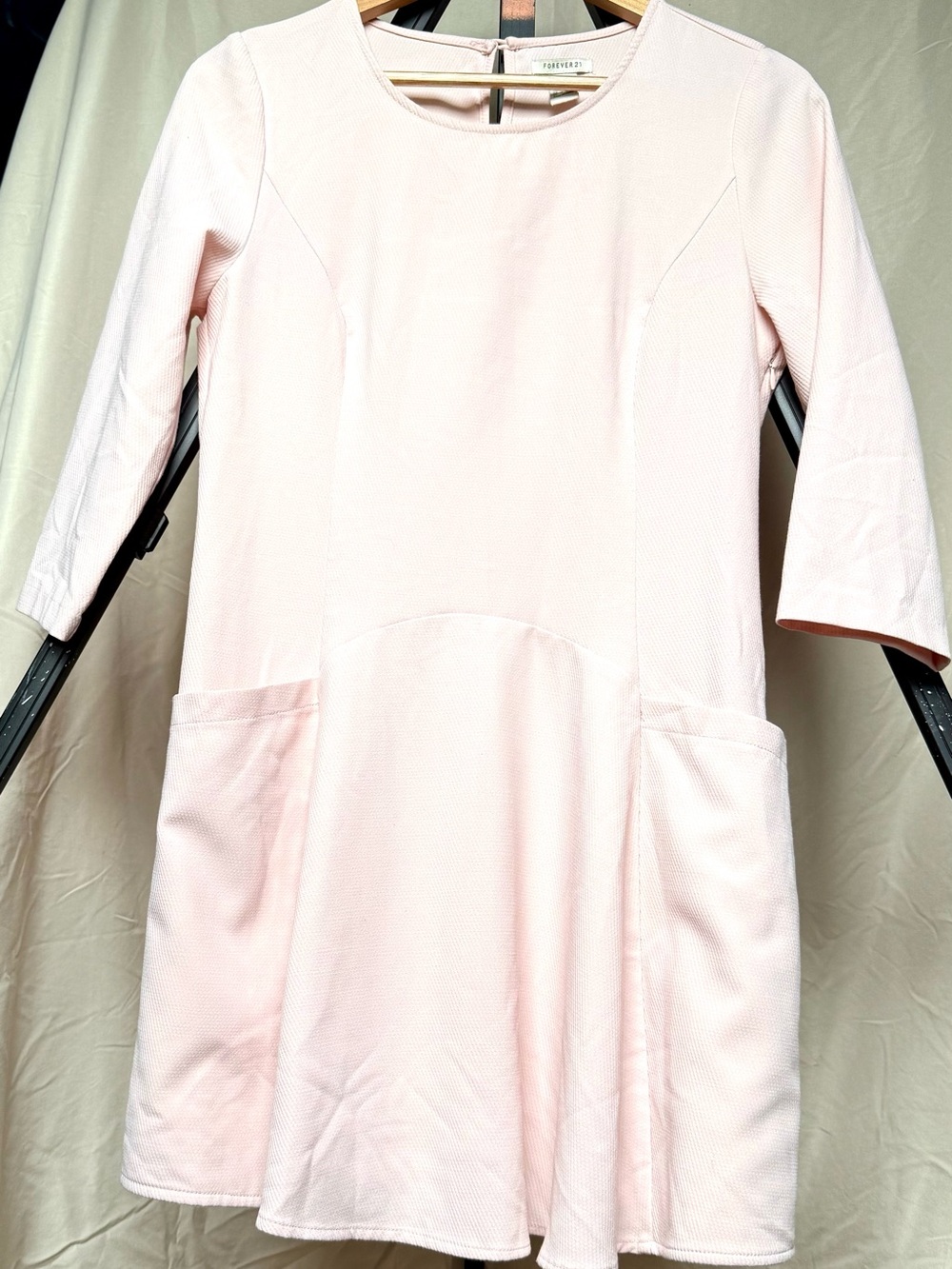 Forever 21 Pale Pink Textured Pocket Shift Dress